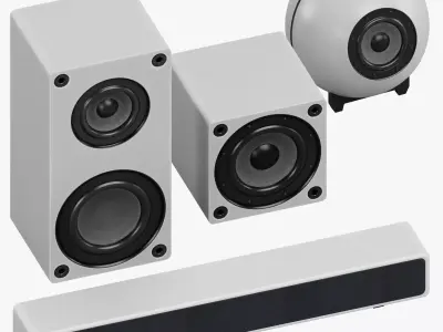 -White Speakers- 3D Model Collection