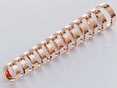 Wedding rings Love Collection All Sizes 3 Stones Version 2 3D print model