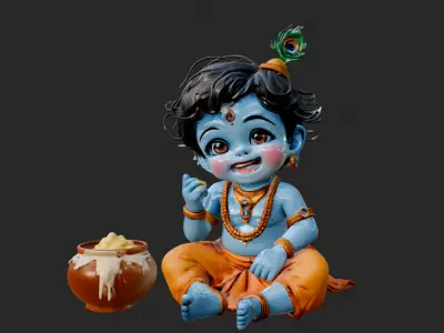 Baby Krishna 3D Printable Figurine  High-Detail  STL Model  3D print model