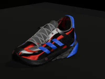 adidas 3d model shoes blue and red colour Low-poly 3D model