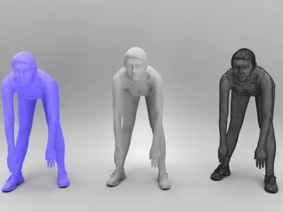 Mature woman doing forward bends 393 Low-poly 3D model