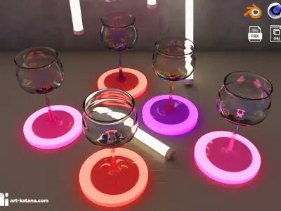 Rose Wine cocktail alcohol party bar glass  3D model