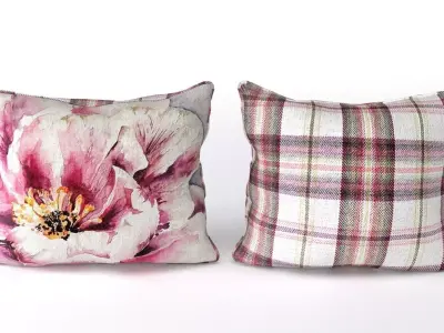 Voyage Cushion - Peony Pink -Piped Pillow 3D model