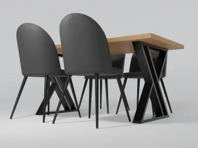 Dining table with chairs 3D model buy
