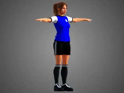 Caucasian Football Soccer Player Female  3D model