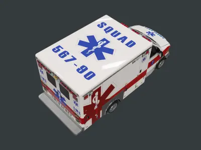 Vehicle Ambulance Rescue Truck Game Ready 04 Low-poly 3D model