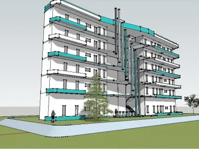Apartment Building 6 stories tall 3D model