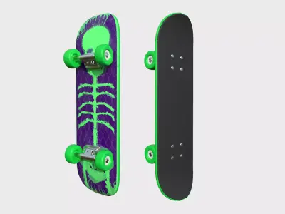 Cartoon Skate 07 Green - Character Sport Equipment Low-poly 3D model