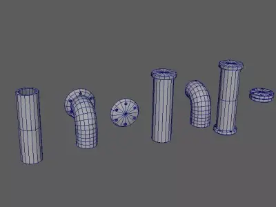 Set pipe modules Low-poly 3D model