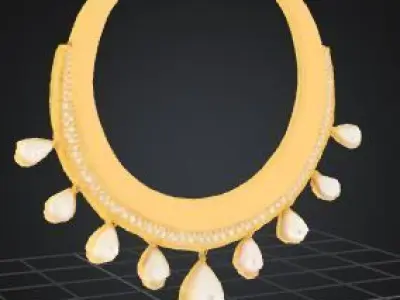 Luna Aurelia  Crescent Pearl Necklace 3D print model