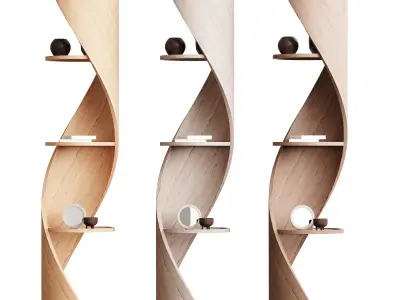 Shelf with accessories and books 02 3D model