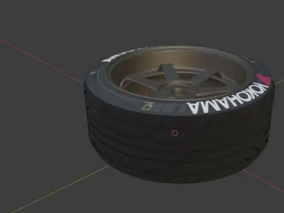 Volk Rays TE37 Wheel and Tire 3D model
