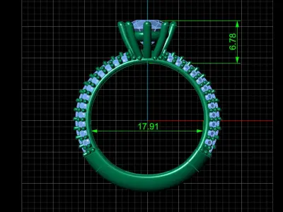 STL 3DM Print Ready Women Diamond Ring Lightweight Printable  3D print model 178