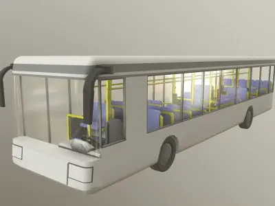 Low poly city bus with interior Low-poly 3D model
