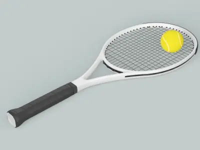 Tennis Racket and Ball 3D model