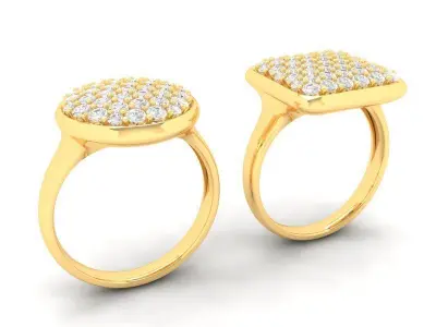 Round and Square Face Pave Stone Men Ring Jewelry 509 3D print model