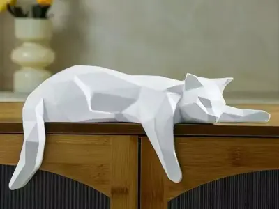 Decorative sculpture design home minimalist lying cat 3D print model