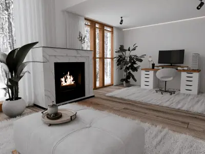 Winter House Blender Scene - DAY 3D model