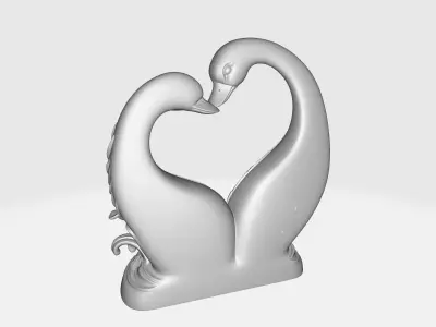 Romantic Swan Couple Heart Sculpture Valentine Love Decor  3D print model