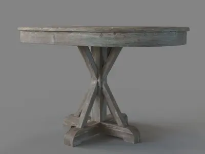 Gerald Pine Oval Dining Table Hand Distressed Brown 3D model