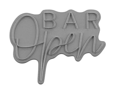 Bar Open Neon Sign 3D model