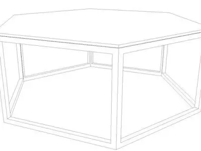 gold polygon coffee table with black marble top Low-poly 3D model