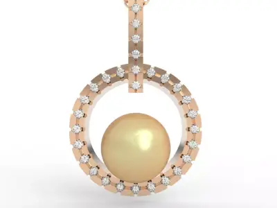 Luxury Modern Pearl Diamond Drop Pendant Necklace 3D print model