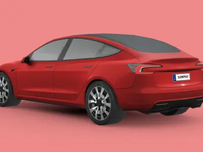 Tesla Model 3 2024 Low-poly 3D model