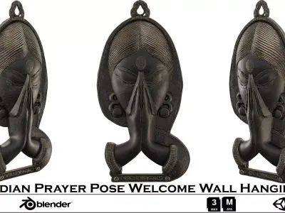 Indian Prayer Pose Welcome Wall Hanging - Cultural 3D Art Model 3D model
