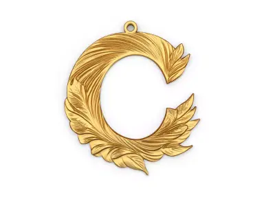 Alphabet Letter C  Pendant  3D print model
