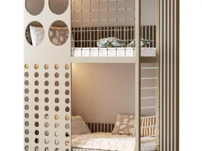 Bunk bed for kids 08 3D model