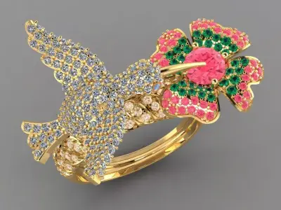 Hummingbird Ring 3D print model purchase