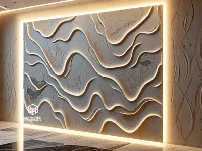 modern panel wall decor set wall relief mural CNC 112 3D model