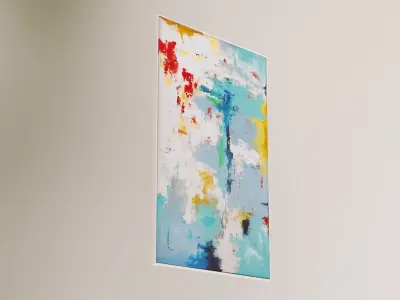 Colorful abstract painting on wooden frame 3D model