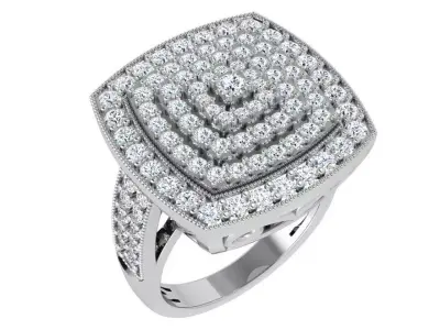 Luxury Diamond Square Ring 4722 3D print model
