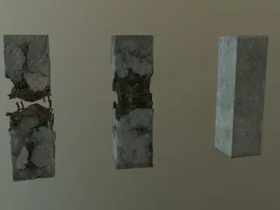 Broken Pillars Set Low-poly 3D model