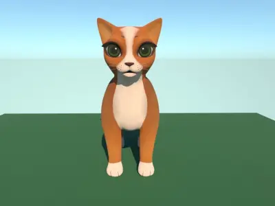 Cute cat  Low-poly 3D model