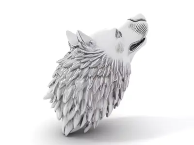 Silver Wolf Head model pack Low-poly 3D model