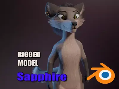 Sapphire Anthro Fox 3D model
