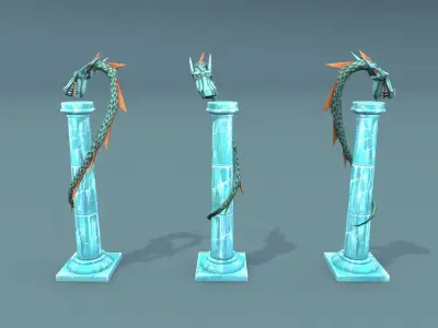 Stylize Fantasy Pillars Low-poly 3D model