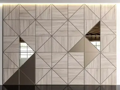 Wooden panels with mirrors 3D model
