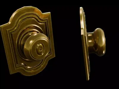 Polished Golden Doorknob Handle Low-poly 3D model