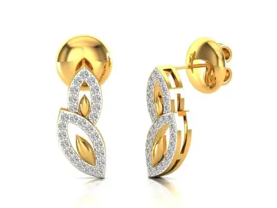 Earrings-2754 rose gold earring with diamonds 3D print model