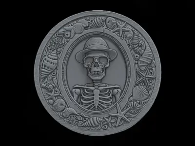 Skeleton Beachcomber 3D Bas-Relief Model for CNC and 3D Printing 3D print model
