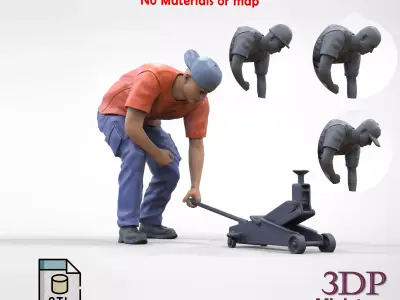N11 Mechanic with Hydraulic car jack 3D print model