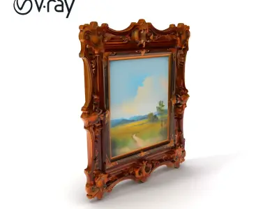 Ornate Baroque Style Picture Frame Model Pack Low-poly 3D model