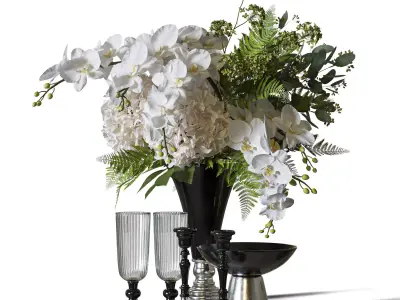 Flower Set 089 tall vase hydrangea orchid 3D model