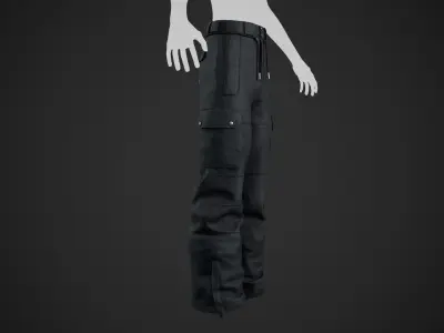 Black Snowboard Pants Style 2  Low-poly 3D model
