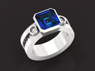 Engagement Ring  cushion 1194 3D print model