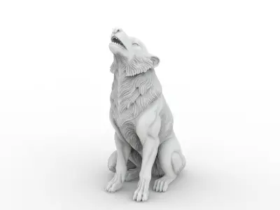 Wolf 3D Sculpture Model Howling Pose 3D print model